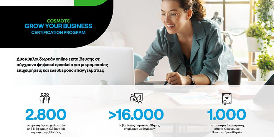 Cosmote Grow Your Business: 2.800 επαγγελματίες καταρτίσθηκαν σε ψηφιακά εργαλεία