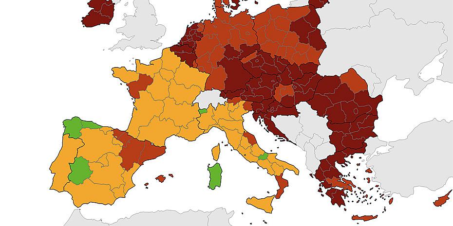 Κατακόκκινη η Ελλάδα στους χάρτες ECDC, το κοντράστ με το Νότο