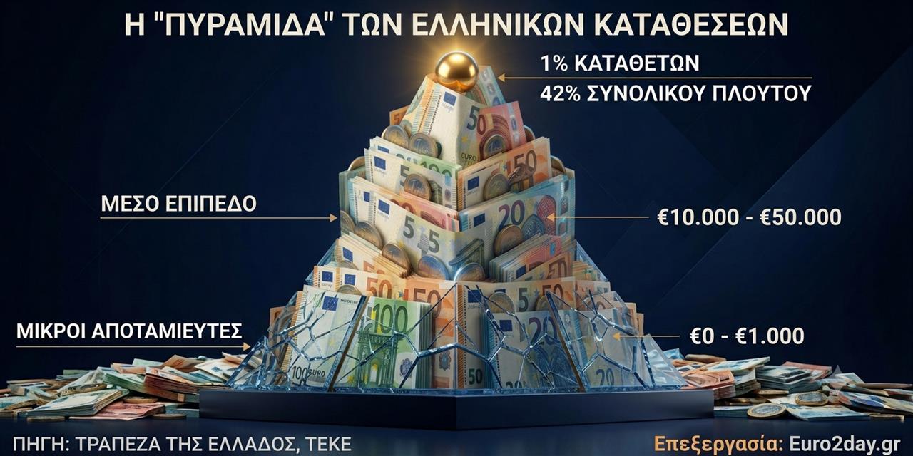 Καταθέσεις: Στα χέρια του 1% το 42% των χρημάτων στις τράπεζες